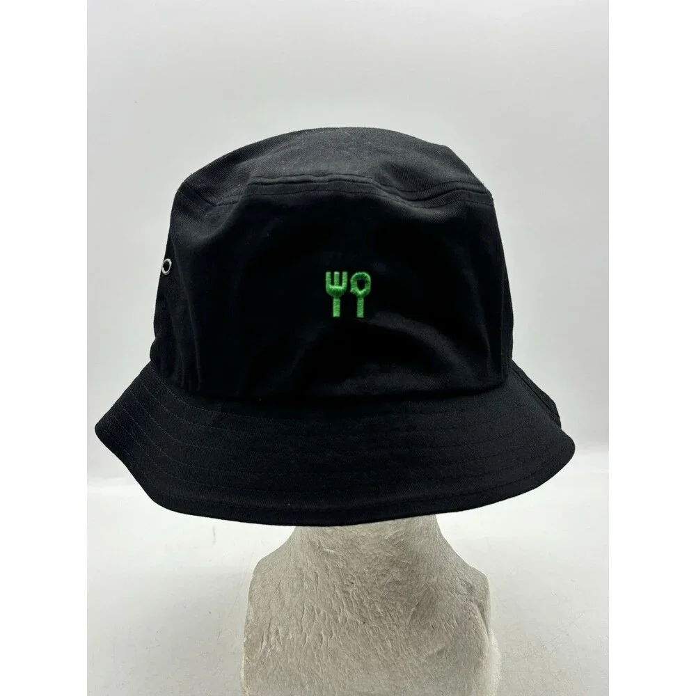 Uber Eats Bucket Hat Black Embroidered Logo Big Accessories 100% Cotto